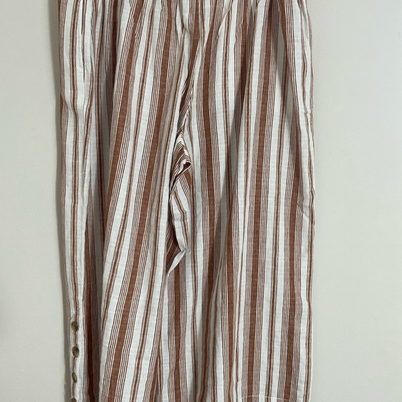 A New Approach ANA striped cropped Wide Leg Linen elastic waist pants Size XL - Picture 3 of 10